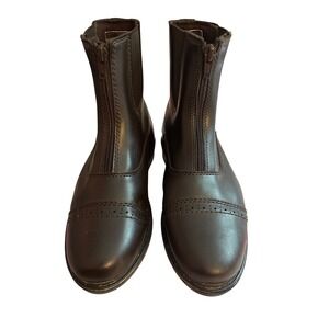 TuffRider Kids Front Zip Paddock Boots Brown Equestrian Riding Boots Size 4
